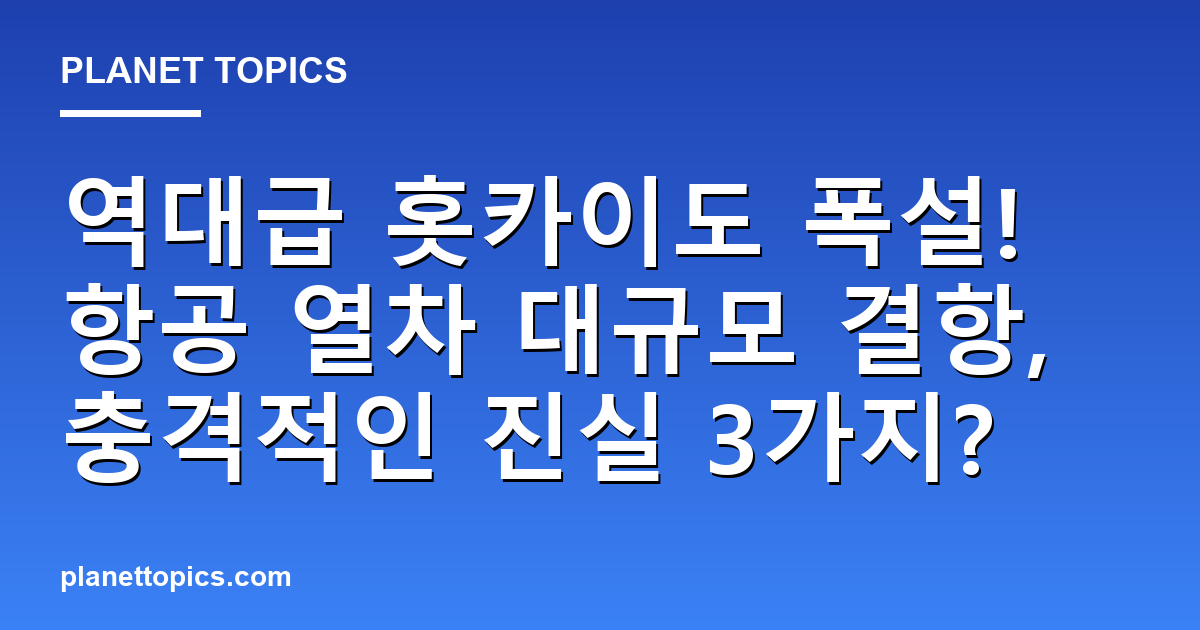역대급 홋카이도 폭설! 항공 열차 대규모 결항, 충격적인 진실 3가지? 대표 이미지