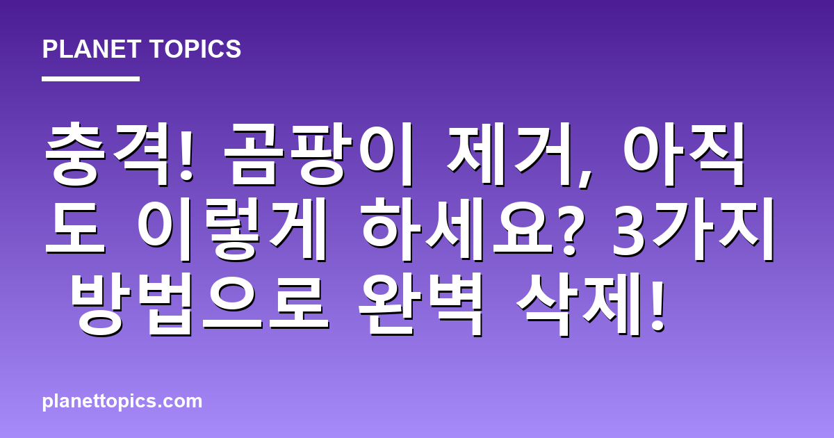 충격! 곰팡이 제거, 아직도 이렇게 하세요? 3가지 방법으로 완벽 삭제! 대표 이미지
