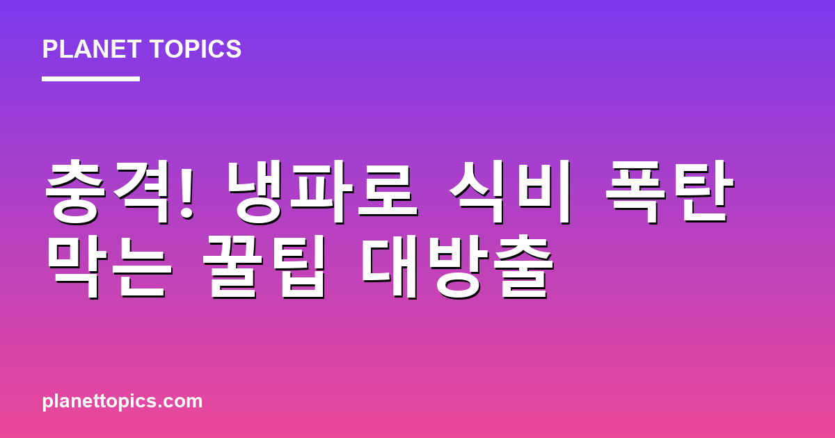 충격! 냉파로 식비 폭탄 막는 꿀팁 대방출 대표 이미지