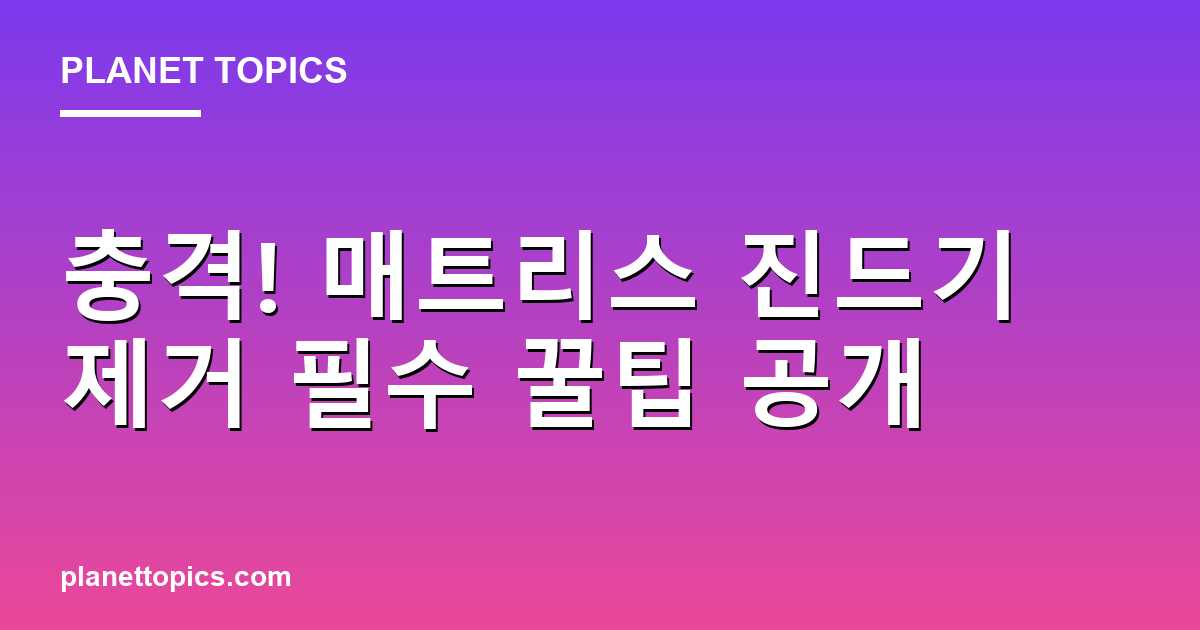 충격! 매트리스 진드기 제거 필수 꿀팁 공개 Featured Image