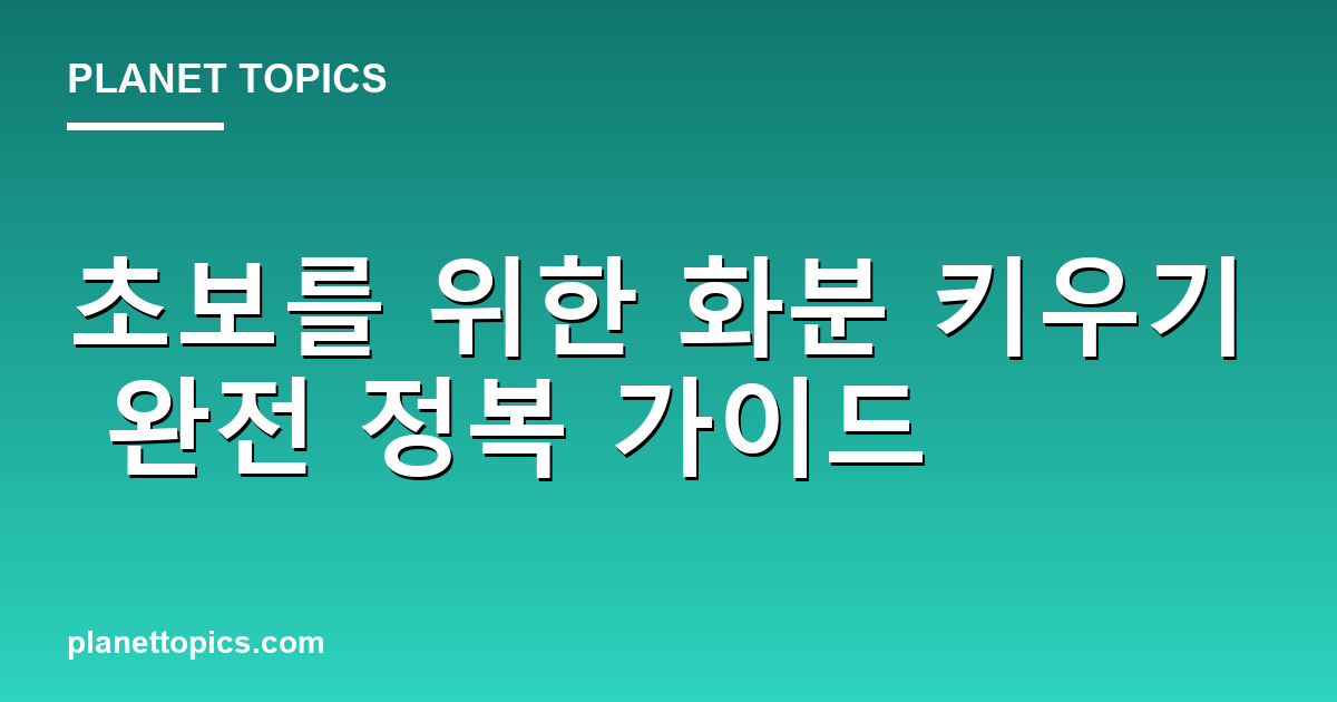 화분 키우기 초보 가이드 핵심 내용 요약 이미지